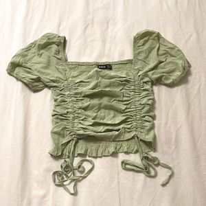 Ruched puff sleeve top